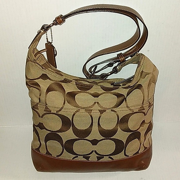 ☆Like New☆Gorgeous COACH Signature North South Convertible Pieced Leather Duffle - Picture 14 of 16